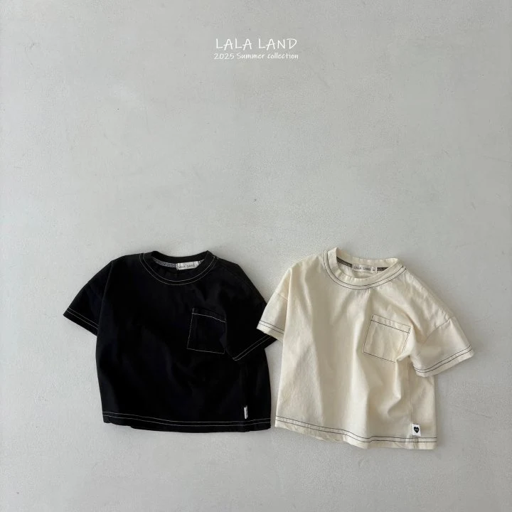 Lalaland - Korean Children Fashion - #designkidswear - kids New Stitch Pocket Short Sleeve Tee