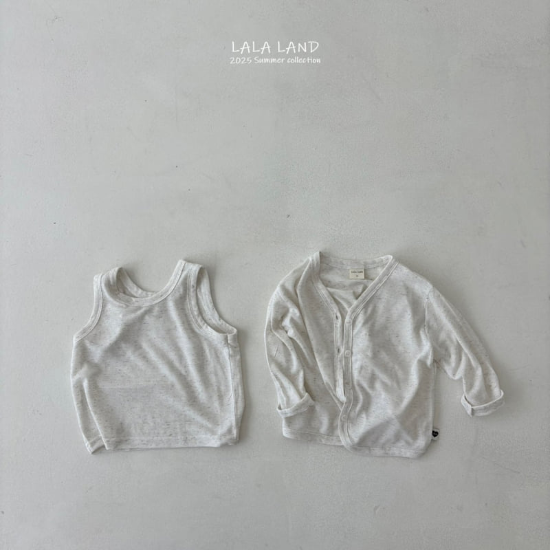 Lalaland - Korean Children Fashion - #discoveringself - kids Linen Cardigan Sleeveless Set - 6
