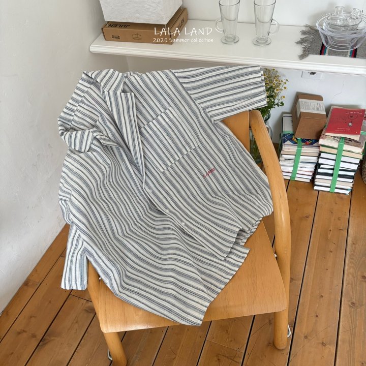 Lalaland - Korean Women Fashion - #momslook - Mom Vertical Stripe Shirt - 2