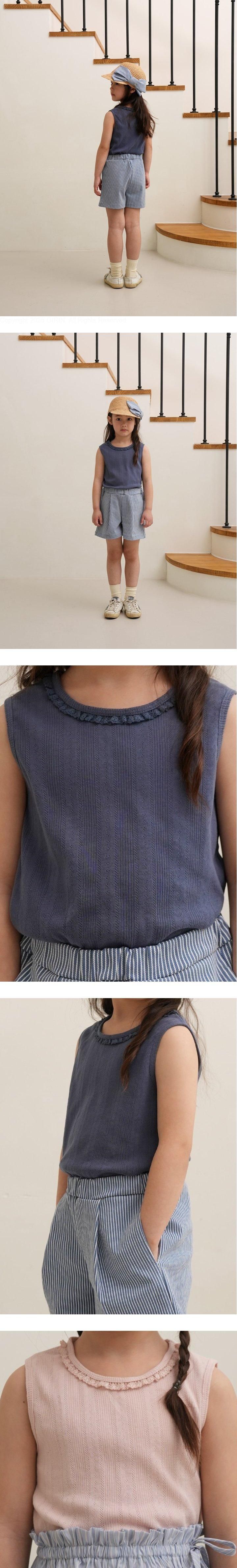 Le Bev - Korean Children Fashion - #littlefashionista - Jacquard Lace Frill Sleeveless