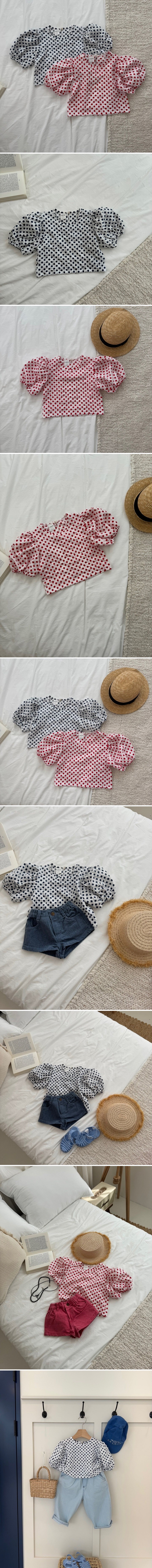Le petitmot - Korean Children Fashion - #prettylittlegirls - Dot Puff Blouse - 2