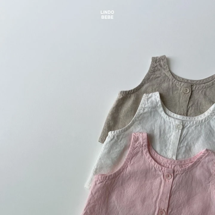 Lindo - Korean Baby Fashion - #babyclothing - Bebe Button Linen Sleeveless - 2