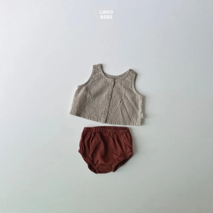 Lindo - Korean Baby Fashion - #babyfashion - Bebe Button Linen Sleeveless - 3