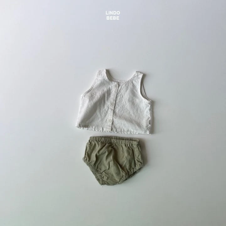 Lindo - Korean Baby Fashion - #babyfashion - Bebe Button Linen Sleeveless - 4