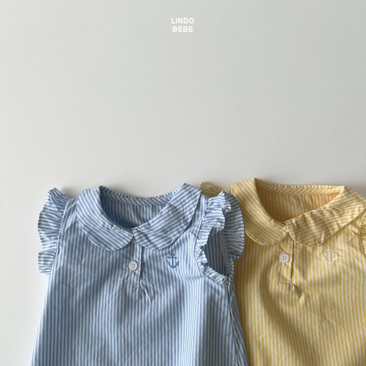 Lindo - Korean Baby Fashion - #babyfever - Bebe Marine Collar One-piece - 2