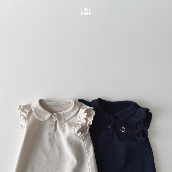 Lindo - Korean Baby Fashion - #babyoninstagram - Bebe Marine Collar One-piece (Solid) - 4