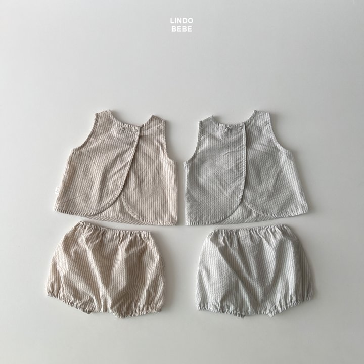 Lindo - Korean Baby Fashion - #onlinebabyboutique - Bebe Summer Set (Back-Slit Sleeveless Blouse + Bloomer) - 5