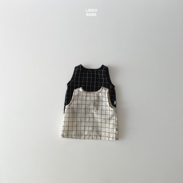 Lindo - Korean Baby Fashion - #onlinebabyboutique - Bebe Modern Check Sleeveless Blouse - 3