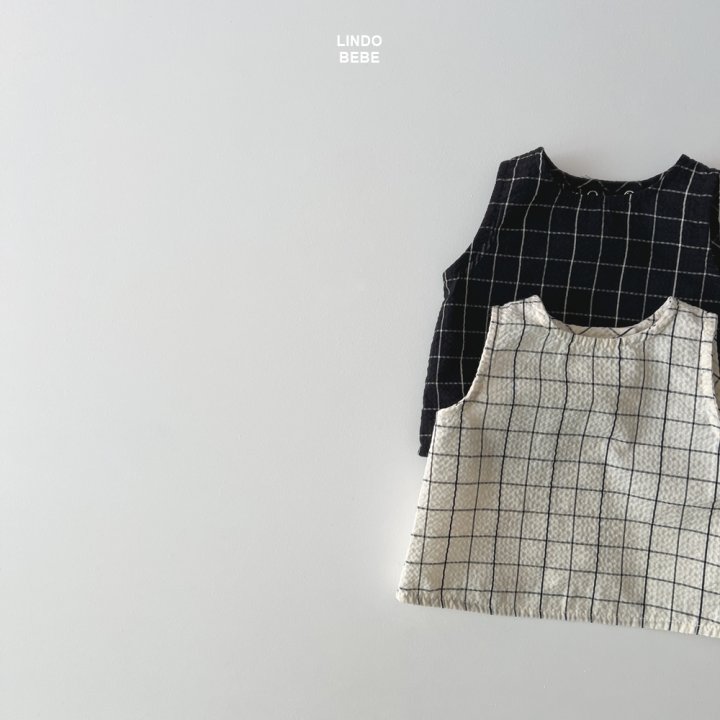 Lindo - Korean Baby Fashion - #onlinebabyboutique - Bebe Modern Check Sleeveless Blouse - 4