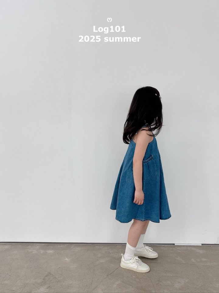 Log101 - Korean Children Fashion - #childofig - Denim Strap Dress - 4