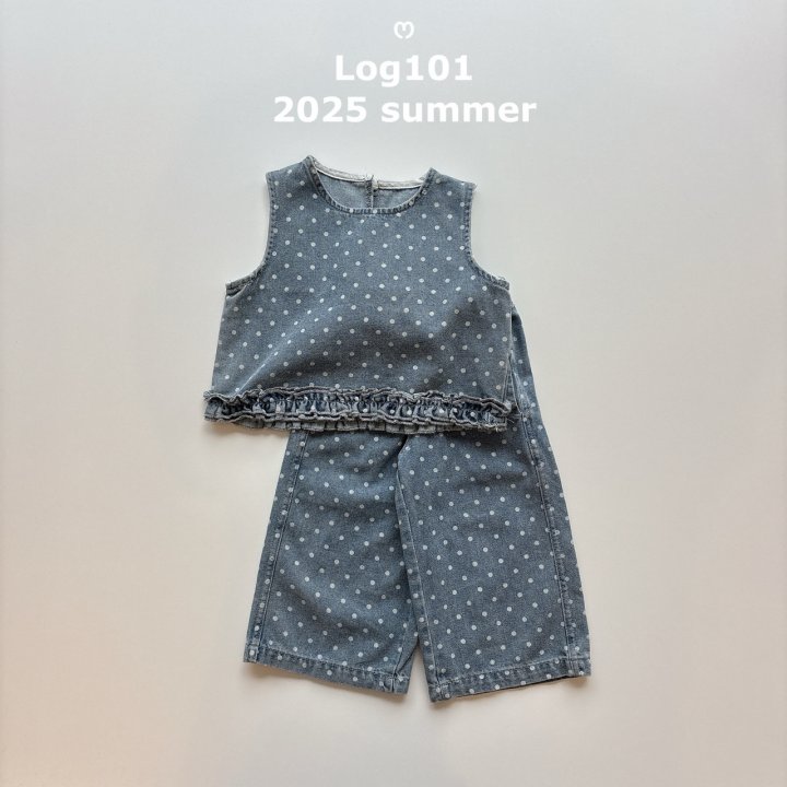 Log101 - Korean Children Fashion - #discoveringself - Dot Denim Set