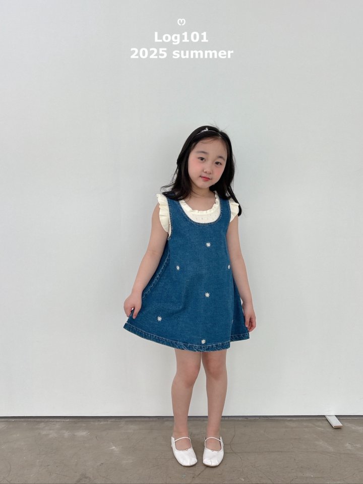 Log101 - Korean Children Fashion - #fashionkids - Daisy Denim Dress - 3