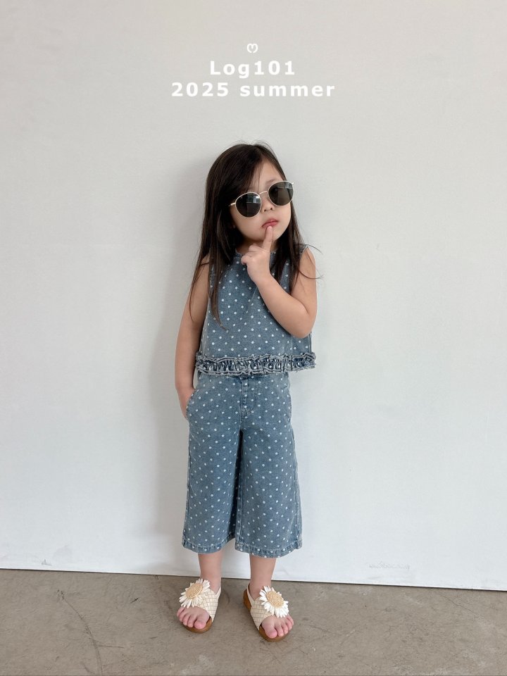 Log101 - Korean Children Fashion - #kidsshorts - Dot Denim Set - 3
