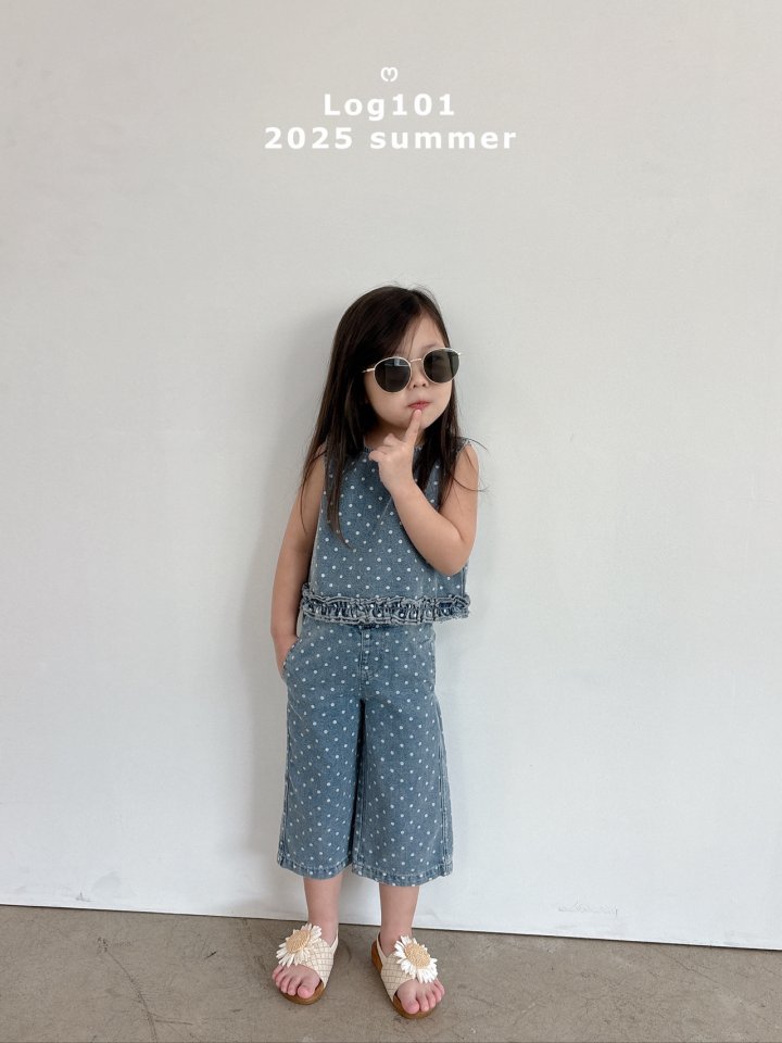 Log101 - Korean Children Fashion - #kidsshorts - Dot Denim Set - 4