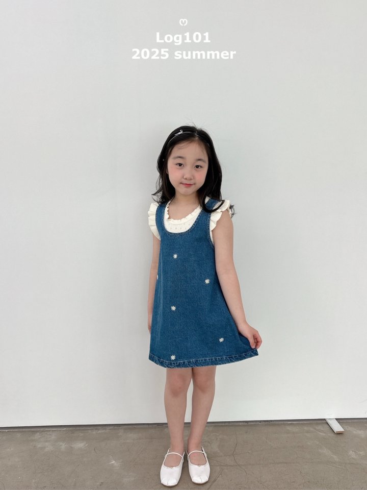 Log101 - Korean Children Fashion - #littlefashionista - Daisy Denim Dress - 8
