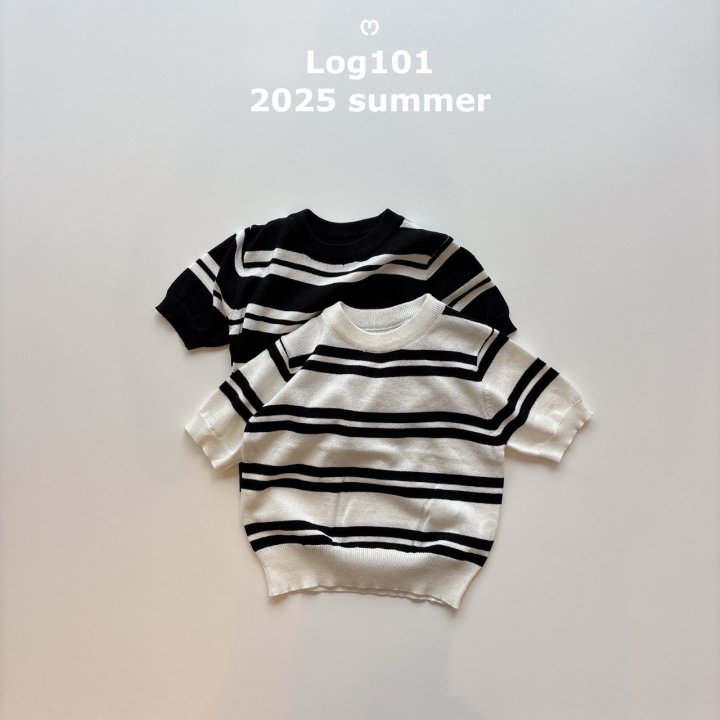 Log101 - Korean Children Fashion - #littlefashionista - Stripe Short Sleeve Knit