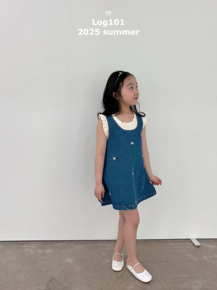 Log101 - Korean Children Fashion - #minifashionista - Daisy Denim Dress - 10