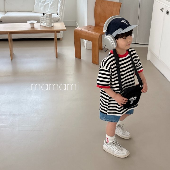 Mamami - Korean Children Fashion - #kidsshorts - Pop Color Stripe Tee - 3