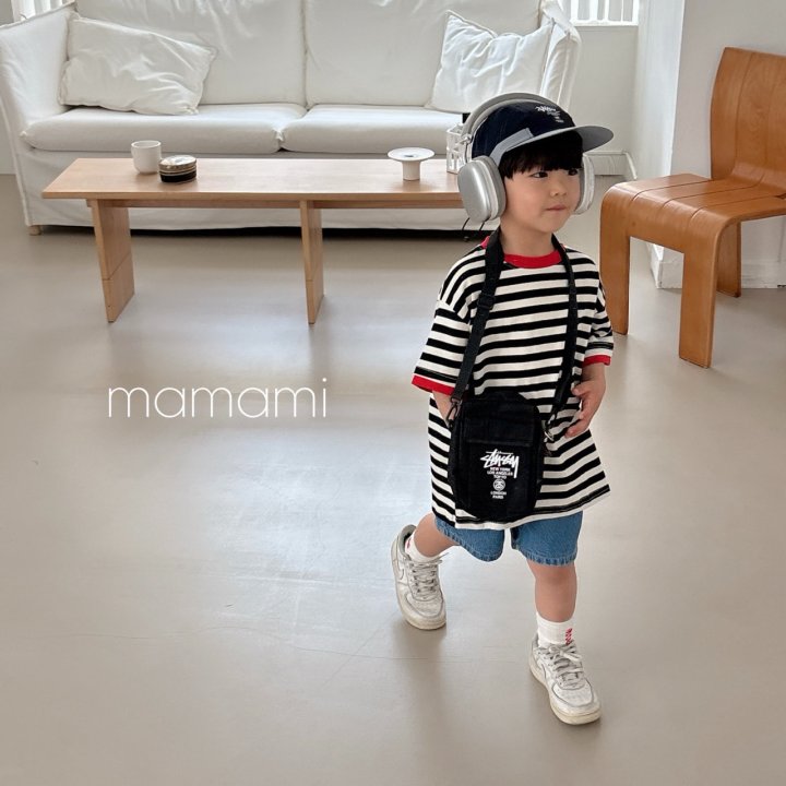 Mamami - Korean Children Fashion - #kidsshorts - Pop Color Stripe Tee - 4