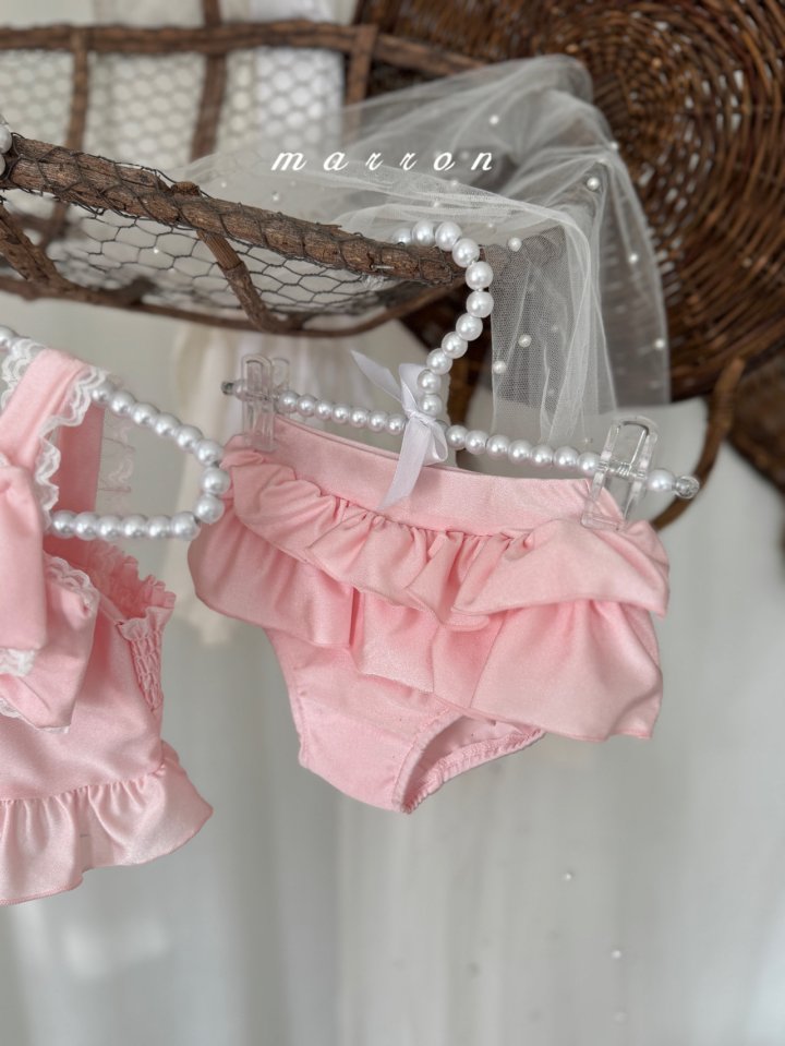 Marron - Korean Baby Fashion - #babyboutiqueclothing - Ribbon Swimsuit - 5