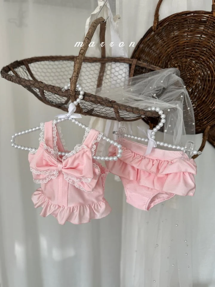 Marron - Korean Baby Fashion - #babyclothing - Ribbon Swimsuit - 6