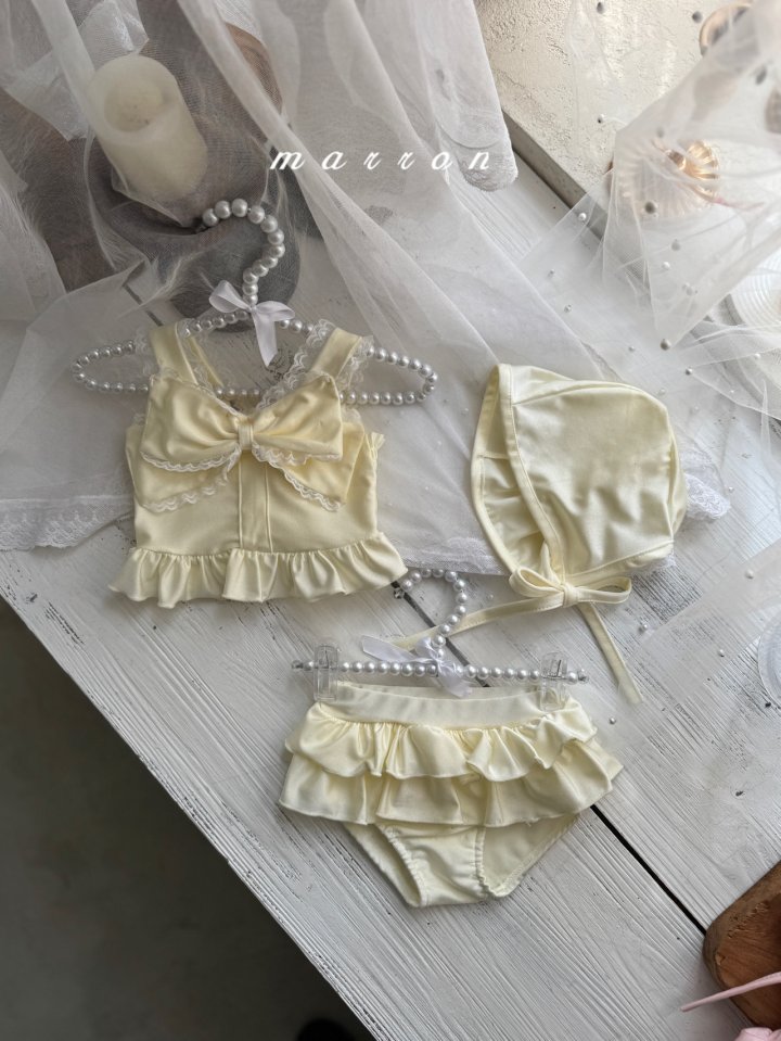 Marron - Korean Baby Fashion - #babyoninstagram - Ribbon Swimsuit - 11
