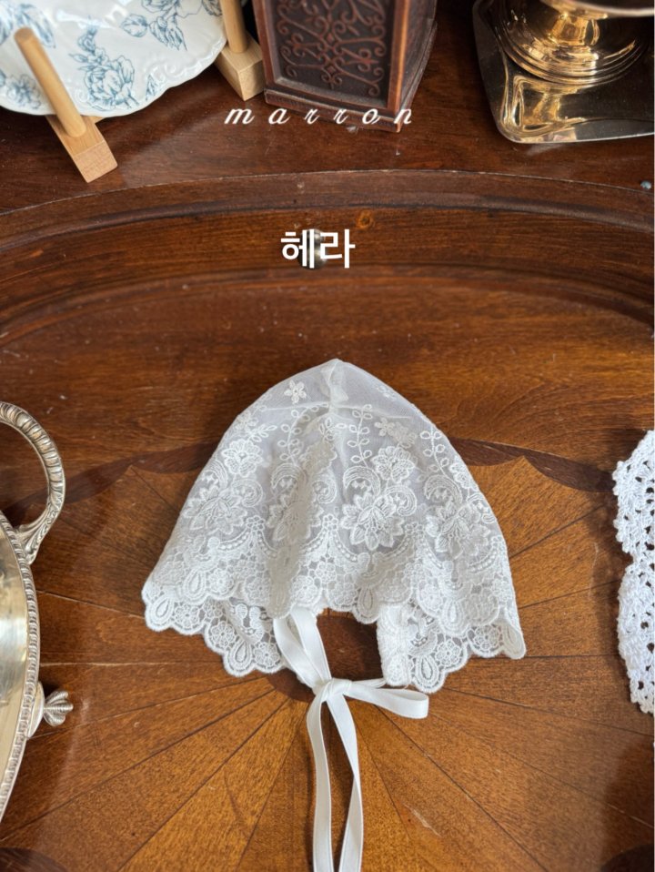 Marron - Korean Baby Fashion - #babyoutfit - Lace Bonnet - 3