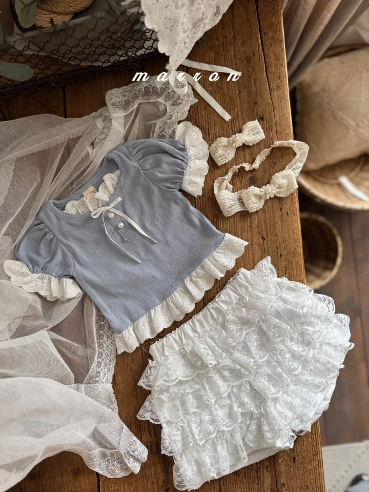 Marron - Korean Baby Fashion - #babywear - Lace Short Pants - 7