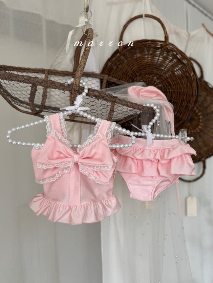 Marron - Korean Baby Fashion - #smilingbaby - Ribbon Swimsuit - 3
