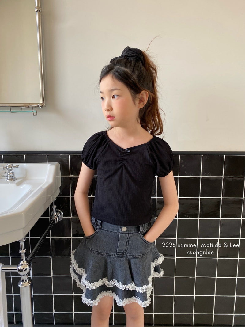 Matilda & Lee - Korean Children Fashion - #Kfashion4kids - Ribbon Shrink Cropped Tee - 12