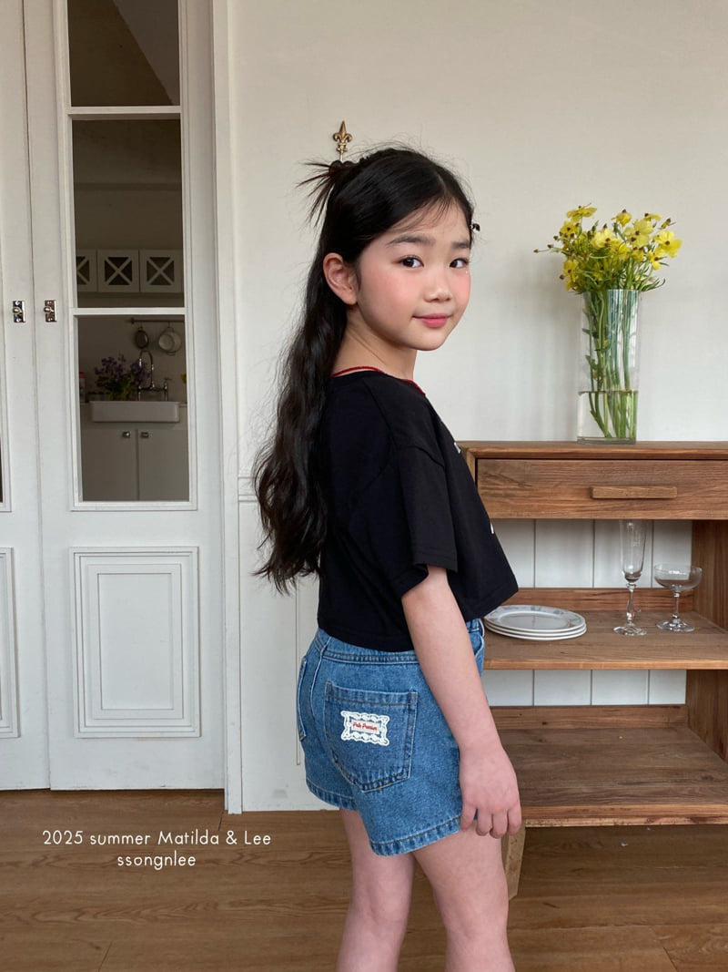 Matilda & Lee - Korean Children Fashion - #Kfashion4kids - Label Denim Shorts - 10