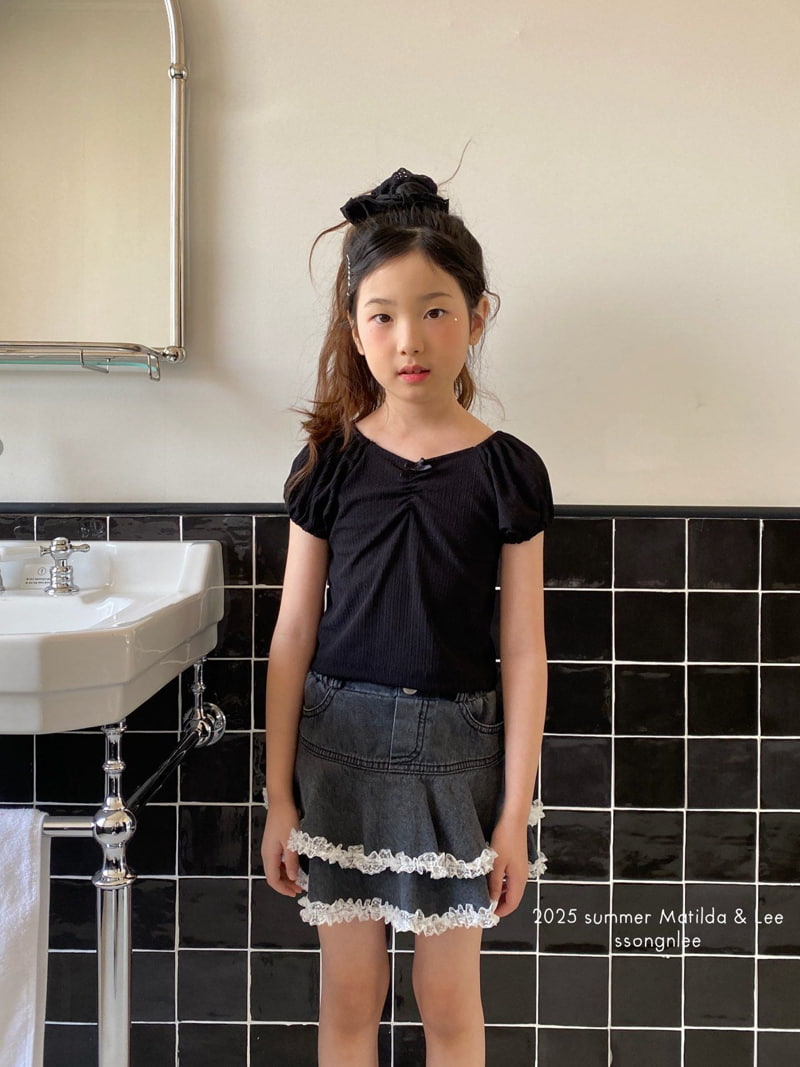 Matilda & Lee - Korean Children Fashion - #stylishchildhood - Ribbon Shrink Cropped Tee - 4