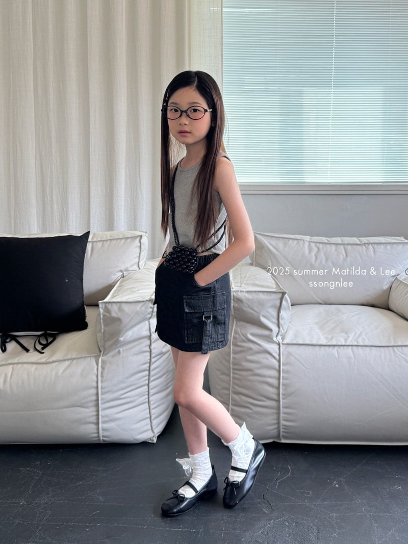 Matilda & Lee - Korean Children Fashion - #childrensboutique - D-Ring Cargo Denim Skirt - 9