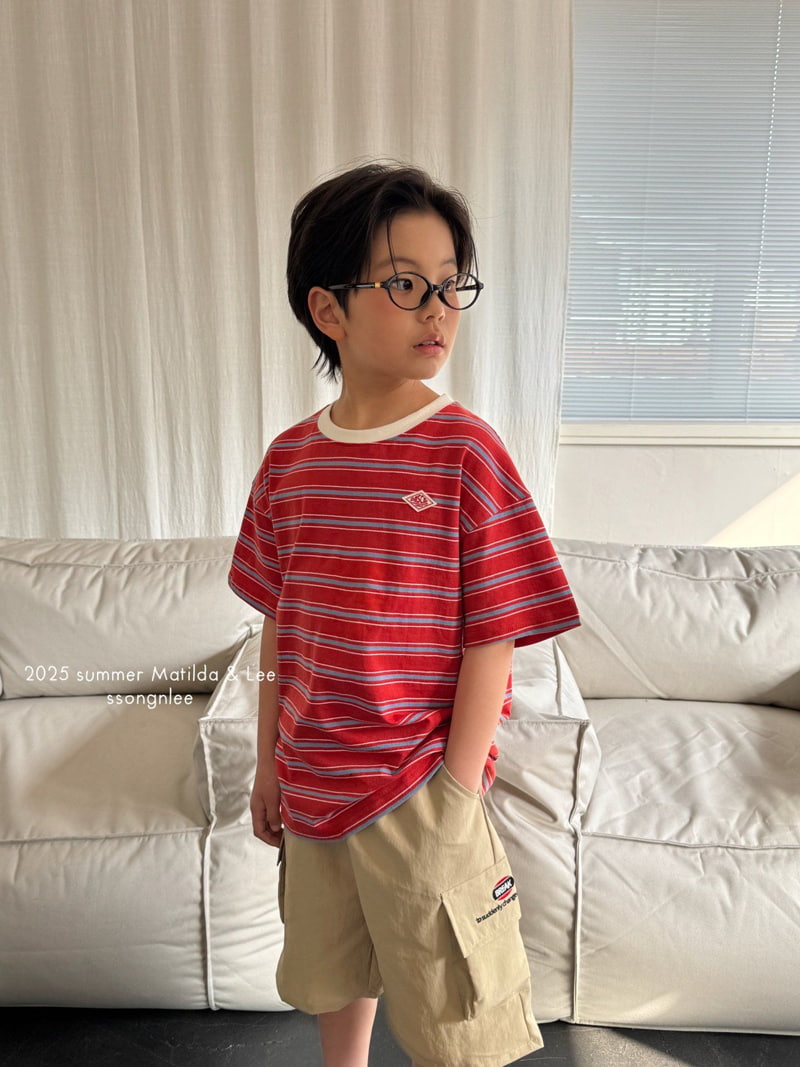 Matilda & Lee - Korean Children Fashion - #kidsshorts - Emblem Stripe Tee - 8