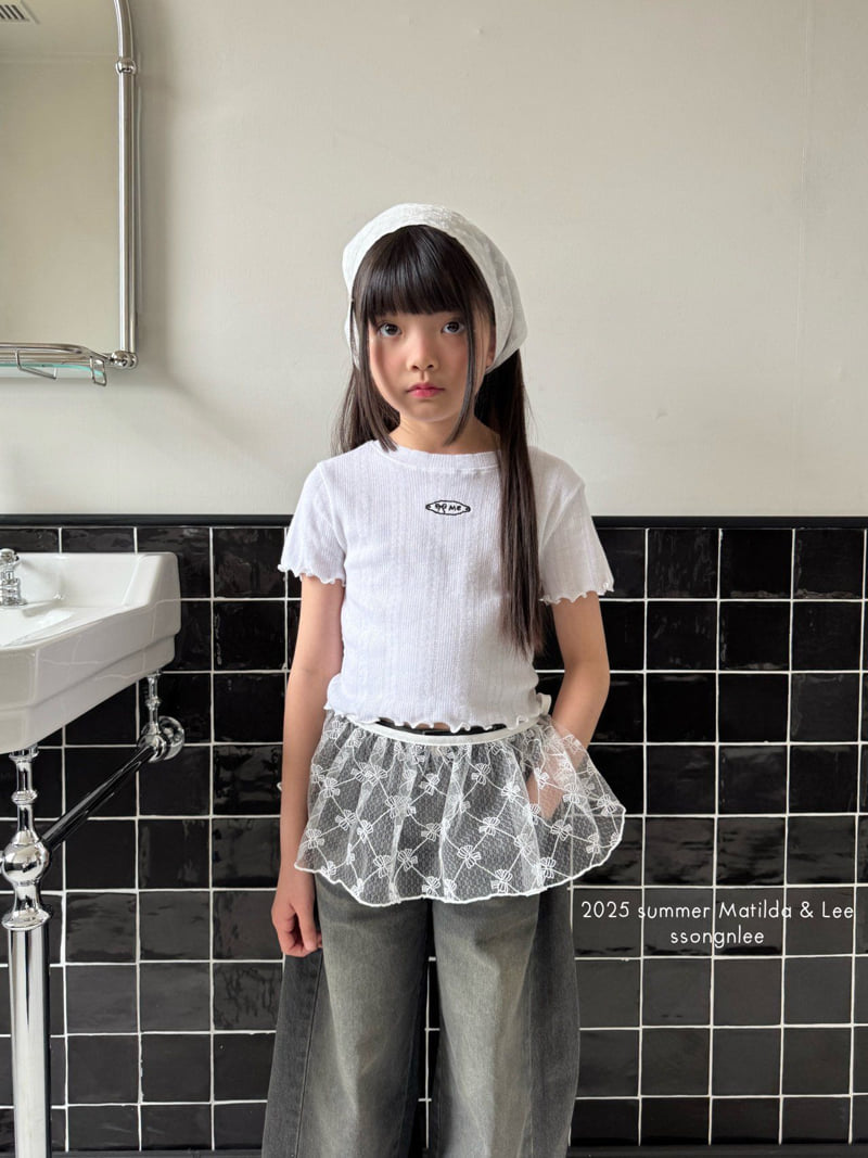 Matilda & Lee - Korean Children Fashion - #kidsshorts - Eyelet Ribbon Tee - 6