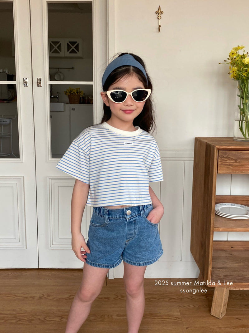 Matilda & Lee - Korean Children Fashion - #kidsshorts - Matilda Line Crop Tee - 5