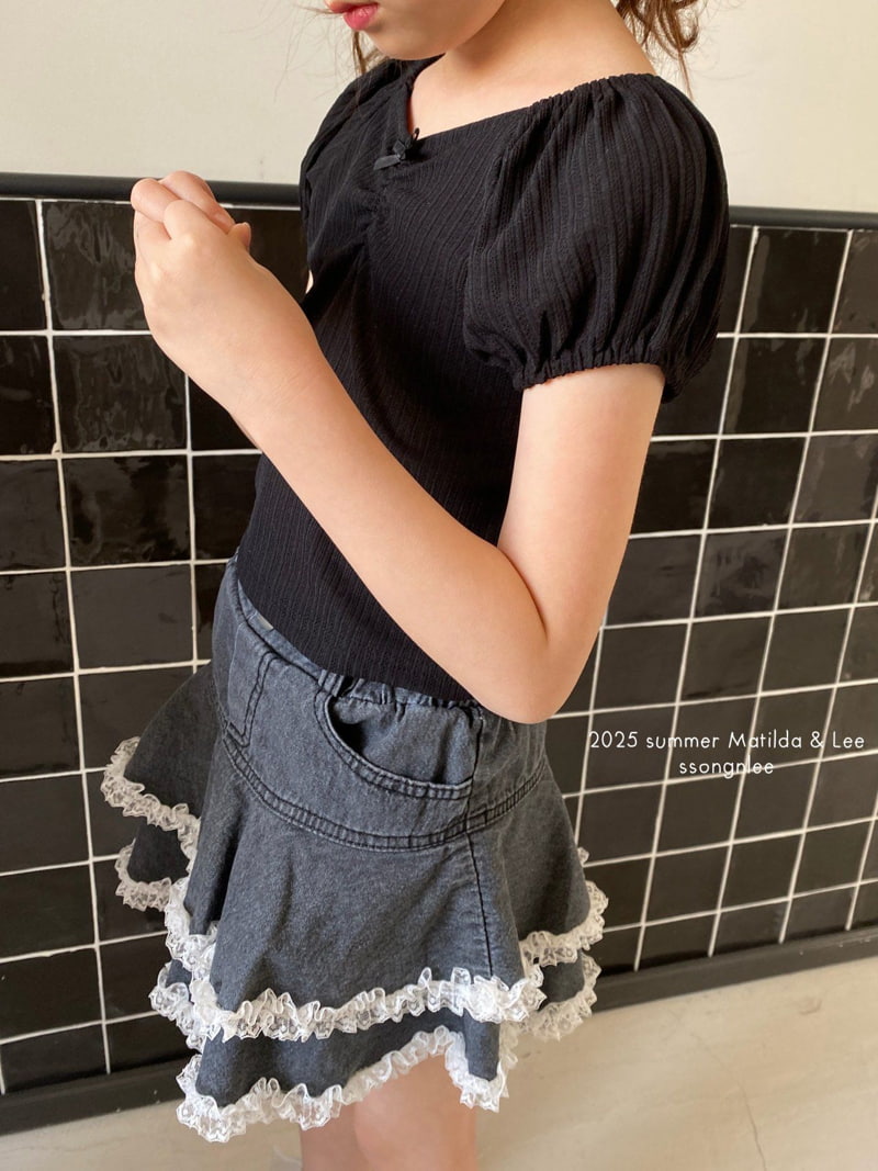 Matilda & Lee - Korean Children Fashion - #kidsstore - Ribbon Shrink Cropped Tee - 10