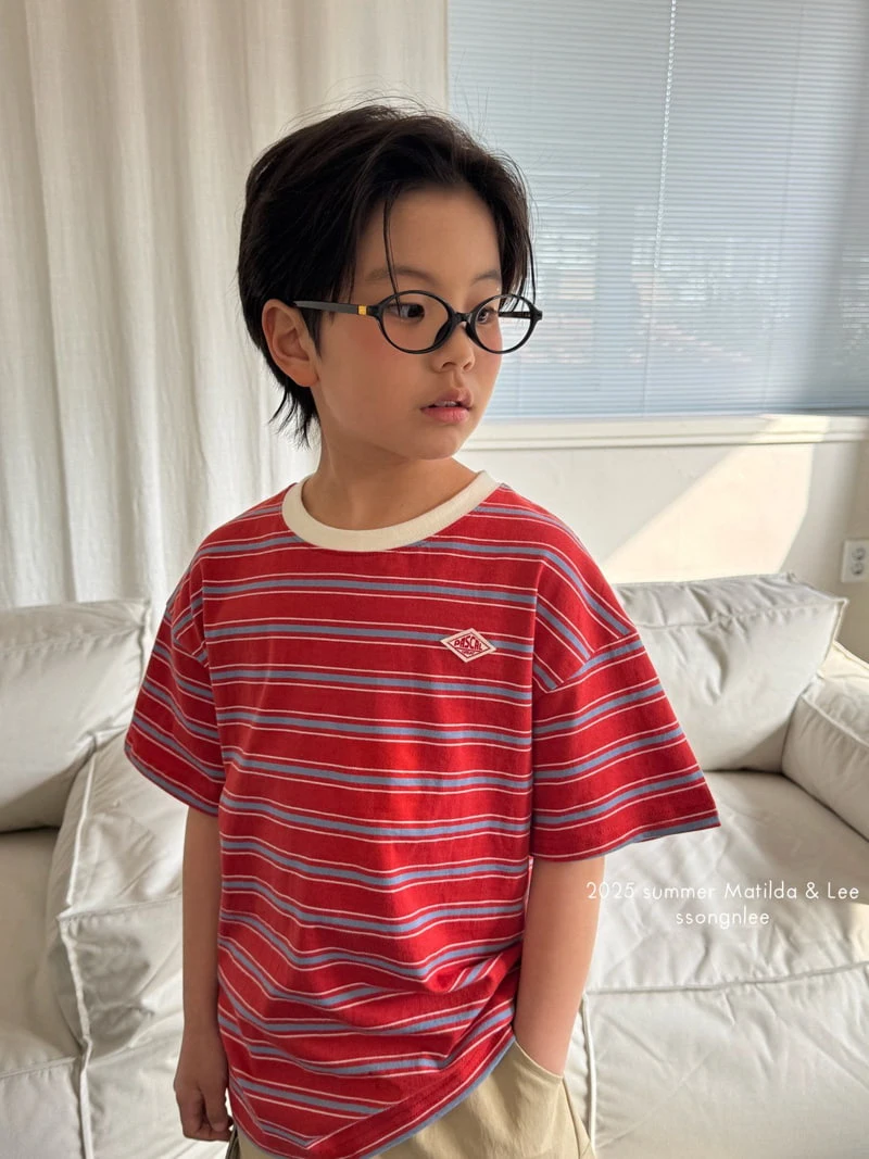 Matilda & Lee - Korean Children Fashion - #kidsstore - Emblem Stripe Tee - 9
