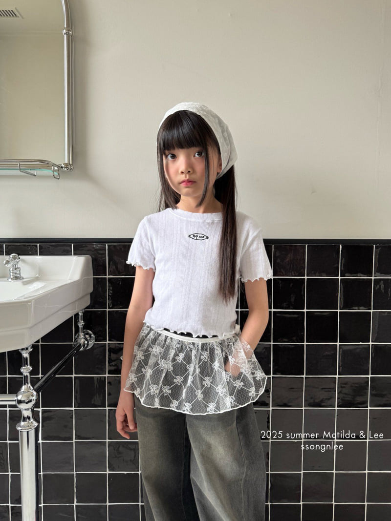 Matilda & Lee - Korean Children Fashion - #kidsstore - Eyelet Ribbon Tee - 7
