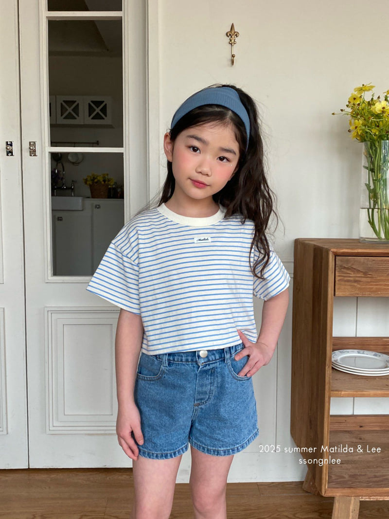 Matilda & Lee - Korean Children Fashion - #kidsstore - Matilda Line Crop Tee - 6