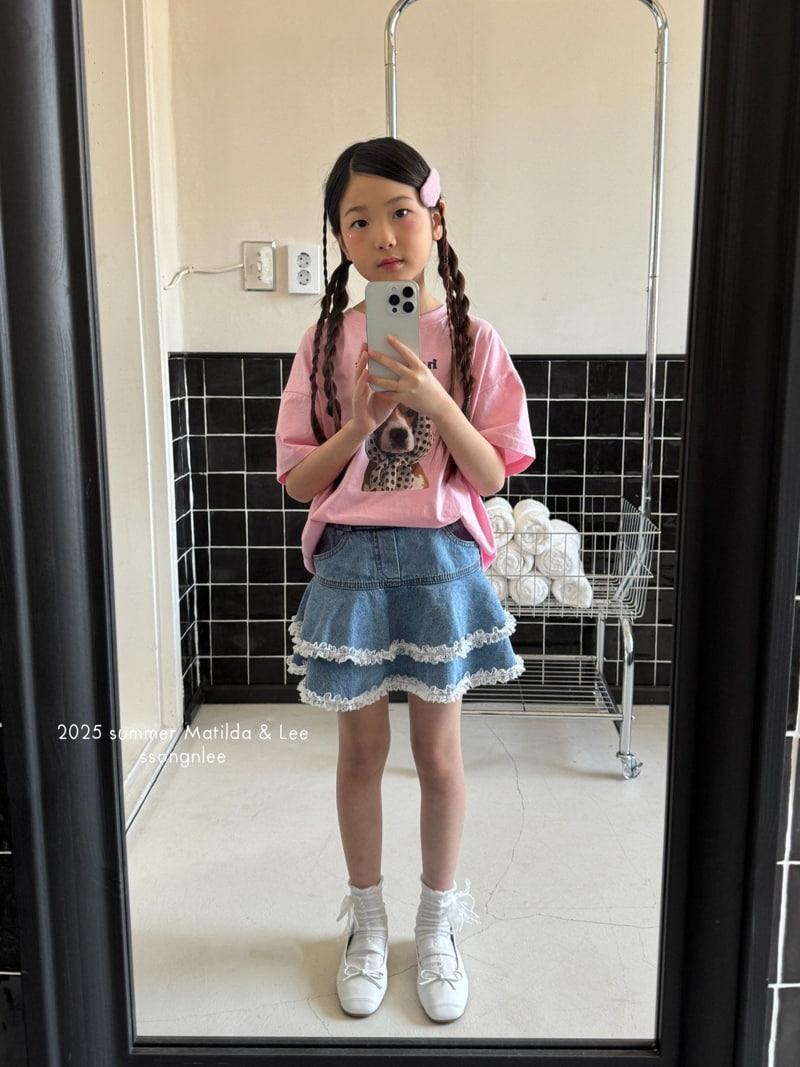 Matilda & Lee - Korean Children Fashion - #kidzfashiontrend - Lace Denim Skirt - 6