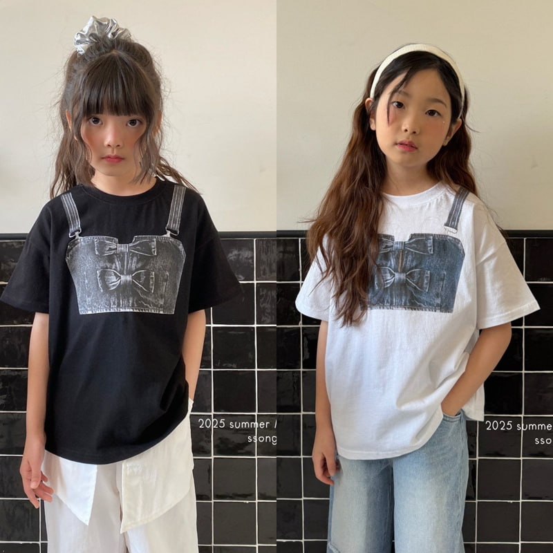 Matilda & Lee - Korean Children Fashion - #kidzfashiontrend - Denim Strap Tee