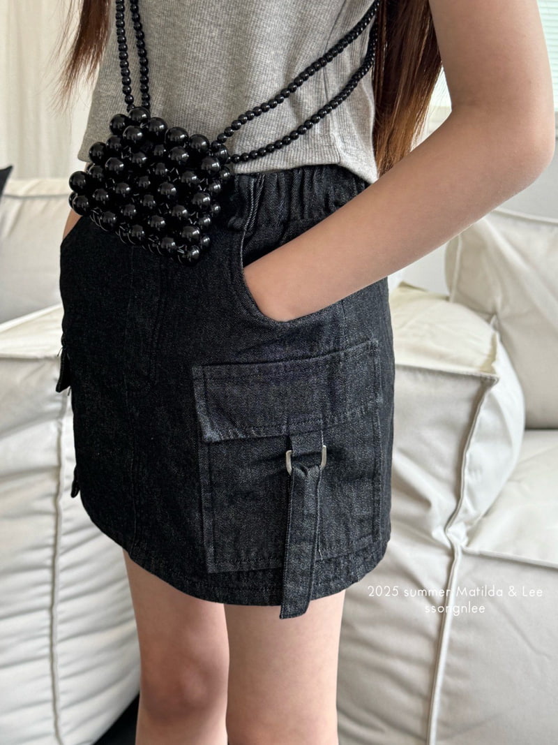 Matilda & Lee - Korean Children Fashion - #littlefashionista - D-Ring Cargo Denim Skirt