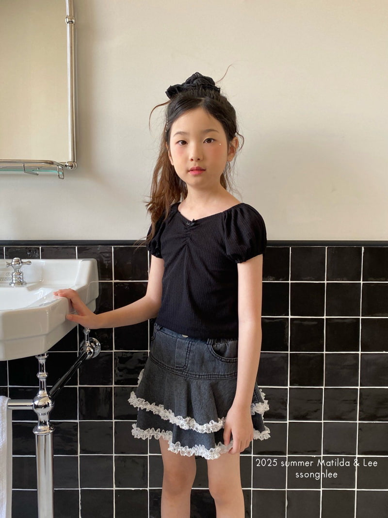 Matilda & Lee - Korean Children Fashion - #stylishchildhood - Ribbon Shrink Cropped Tee - 3