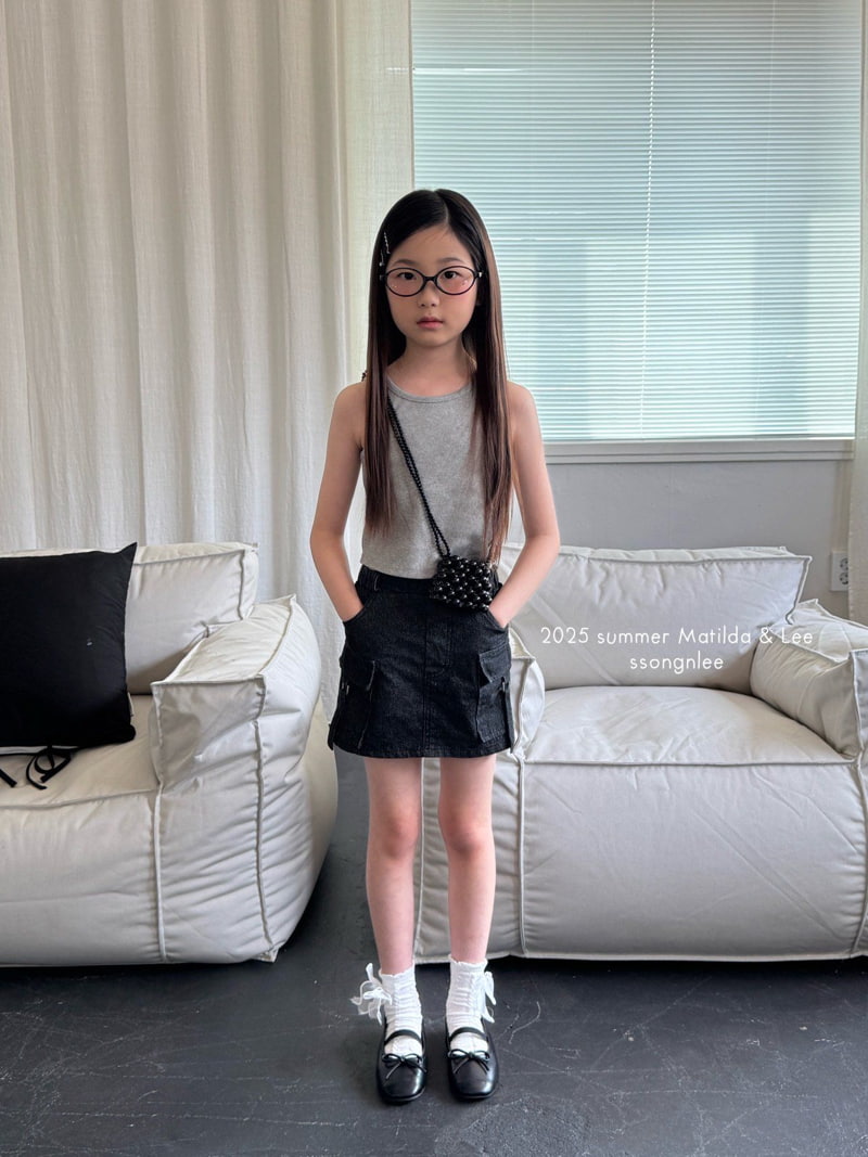 Matilda & Lee - Korean Children Fashion - #todddlerfashion - D-Ring Cargo Denim Skirt - 5