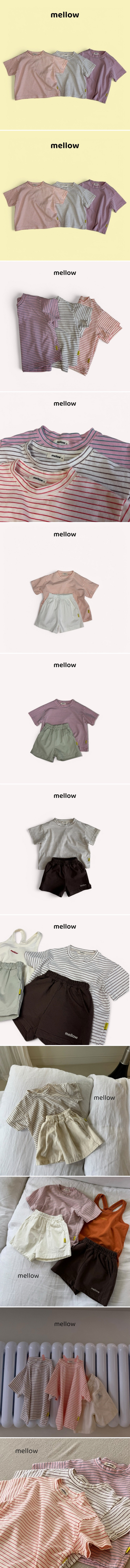 Mellow - Korean Children Fashion - #kidsshorts - Pong Pong Stripe Tee - 2
