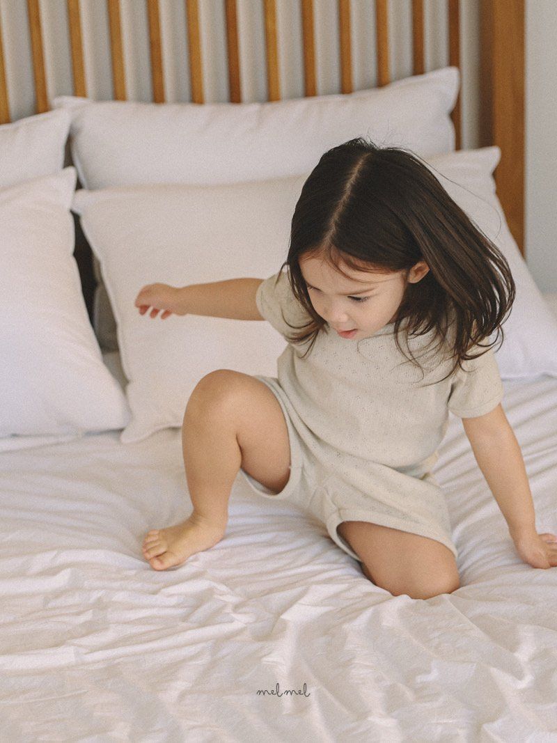 Melmel - Korean Baby Fashion - #babyoutfit - Eyelet Set-up Kids
