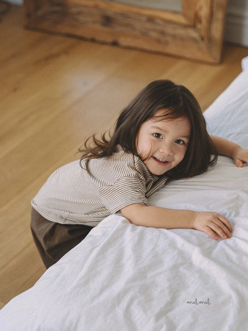 Melmel - Korean Children Fashion - #kidsstore - Stripe Short Sleeve Tee - 6