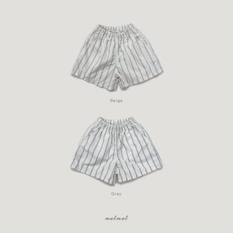 Melmel - Korean Children Fashion - #kidzfashiontrend - Stripe Cotton Shorts - 7