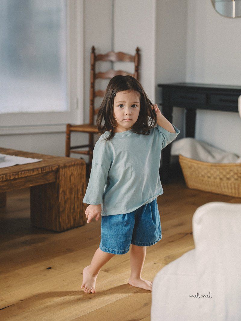 Melmel - Korean Children Fashion - #kidzfashiontrend - Pintuck Denim Shorts - 6